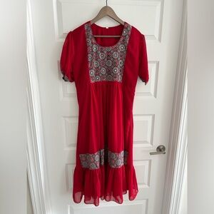 Indian Dress Partywear Red Blue Size XXL